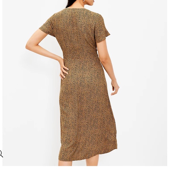Ann Taylor Loft Leopard Print V-Neck Midi Shirtdress Size 10 - Picture 9 of 12